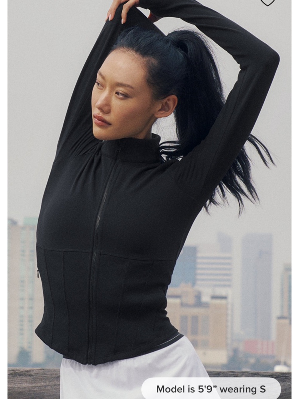 ALO Yoga Black Fitted Zip-Front Utility Jacket